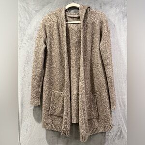 Athleta Mill Valley Hooded Cardigan Merino Wool Blend Gray Woven Marled Size S